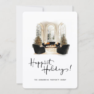 Modern Elegant Real Estate Corporate Christmas  Holiday Card