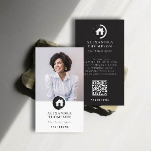 Modern Elegant Real Estate Property Manager Photo Business Card