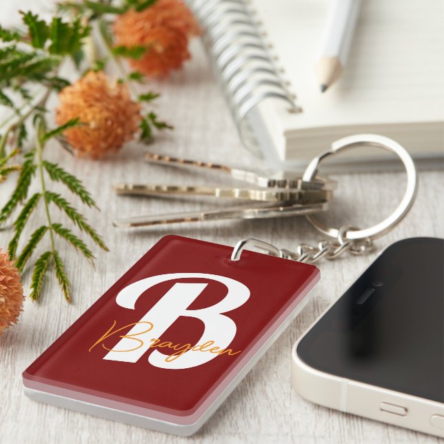  Modern Elegant red Acrylic Keychain (Front Right)