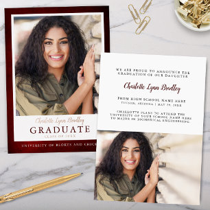 Modern Elegant Red Foil Graduation Announcement
