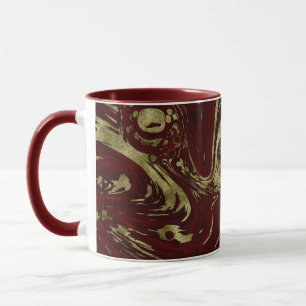 Modern Elegant Red & Gold Marble Swirl  Mug