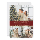 Modern Elegant Red Gold Photo Merry Christmas