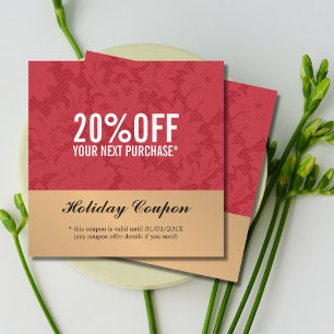 Modern Elegant Red Lace Faux Gold Beauty Salon Discount Card