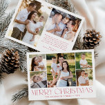 Modern Elegant Red Merry Christmas Photo Collage Holiday Card<br><div class="desc">Celebrate the season with the Modern Elegant Red Merry Christmas Photo Collage Holiday Card. This stylish design features a 5-photo collage on the front, with 4 square photos surrounding a larger picture at the centre. "Merry Christmas" is beautifully displayed in trendy red lettering on a white background. Customise with your...</div>