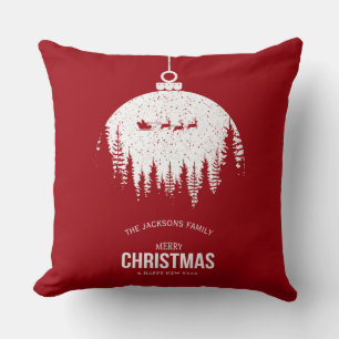 Modern Elegant red Merry Christmas Throw Pillow