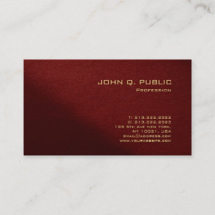 Modern Elegant Red Template Pearl Finish Luxurious Business Card