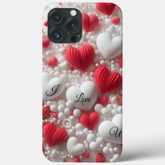 Modern elegant red white heart valentine  Case-Mate iPhone case (Back)