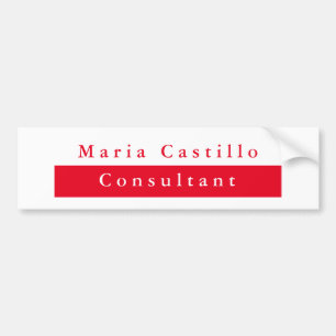 Modern Elegant Red White Minimalist Bumper Sticker