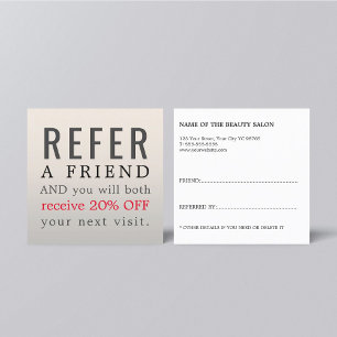 Modern Elegant Red Yellow Beauty Salon Referral Card