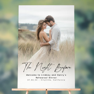 Modern Elegant Rehearsal Dinner Photo Welcome Sign