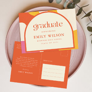 Modern Elegant Retro Graduation Thank You Postcard