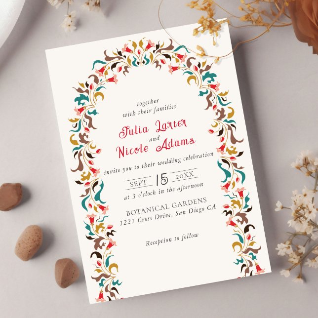 Modern Elegant Romantic Floral Wreath Wedding Invitation (Creator Uploaded)