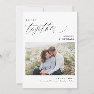 Modern Elegant Romantic Photo Engagement Announcem Announcement