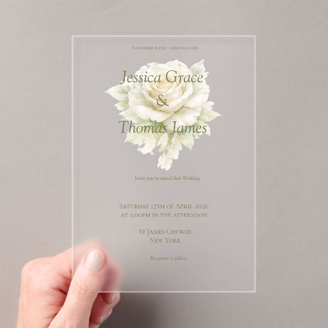 Modern Elegant Rose  Acrylic Invitations (Insitu (Handheld))