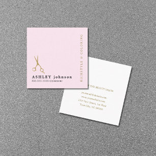Modern Elegant Rose Faux Gold Scissor Hairdresser  Square Business Card