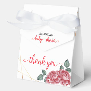Modern Elegant Rose Floral Sweetheart Baby Shower Favour Box