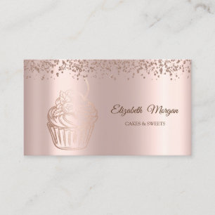 Modern Elegant Rose Gold Cupcake,Sweets,Bakery Business Card