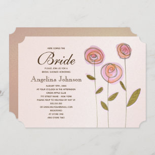 Modern Elegant Rose Gold Floral Bridal Shower Invitation