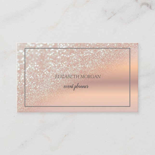 Modern Elegant Rose Gold Glitter Bokeh Ombre,Frame Business Card (Front)