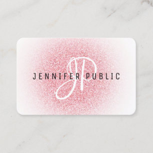 Modern Elegant Rose Gold Glitter Look Monogram  Business Card