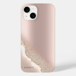 Modern Elegant Rose Gold Glitter Marble   Case-Mate iPhone 14 Case