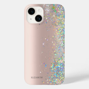 Modern Elegant Rose Gold Glitter Sequins Case-Mate iPhone 14 Case