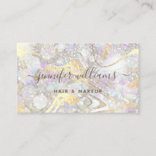 Modern Elegant Rose Gold Gold Marble Makeup Artist Business Card