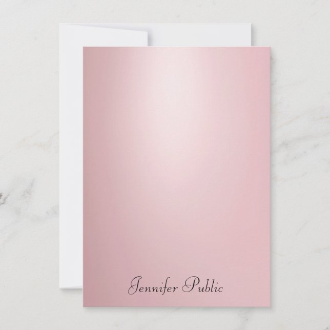 Modern Elegant Rose Gold Handwriting Script Trendy Card (Front)
