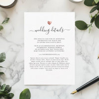 Modern Elegant Rose Gold Heart Wedding Details