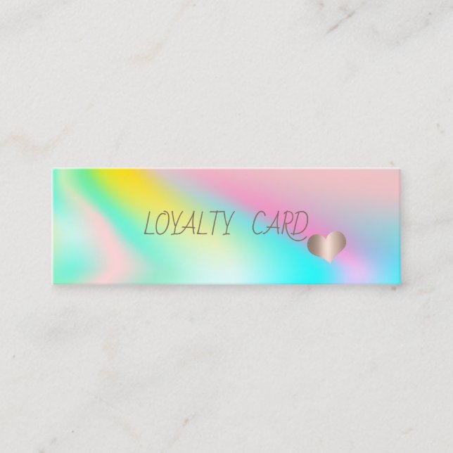 Modern Elegant Rose Gold Hearts, Holographic Loyalty Card (Front)