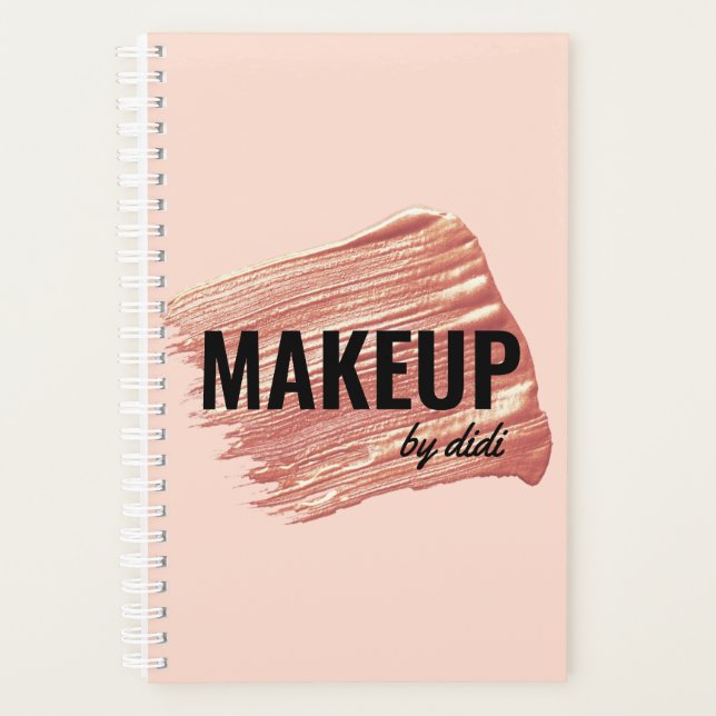 Modern elegant rose gold lipstick stroke makeup planner (Front)