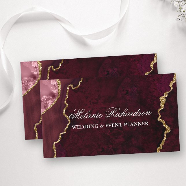  Modern Elegant Rose Gold Marble Agate Geode Business Card (Customize to change text size or text style.)