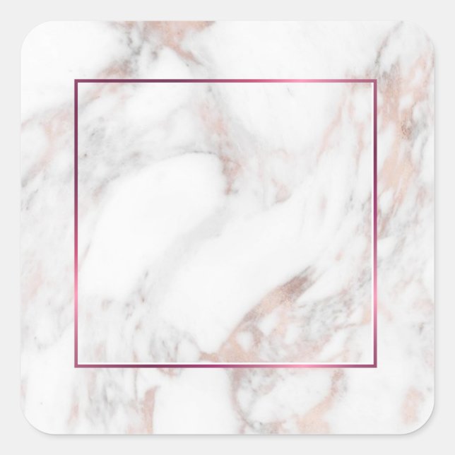 Modern Elegant Rose Gold Marble Blank Template Square Sticker (Front)