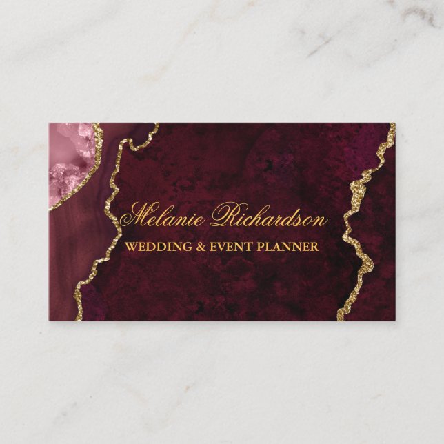  Modern Elegant Rose Gold Marble Geode Agate Business Card (Front)