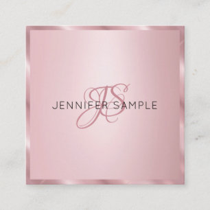 Modern Elegant Rose Gold Monogram Template Square Business Card