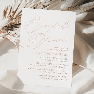 Modern Elegant Rose Gold Script Bridal Shower