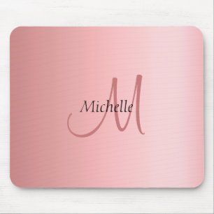 Modern Elegant Rose Gold Template Monogram Mouse Pad
