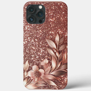 Modern elegant rose gold with floral curve10 iPhone 13 pro max case
