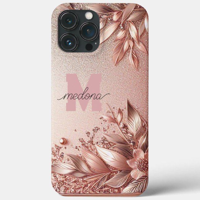 Modern elegant rose gold with floral curve11 Case-Mate iPhone case (Back)