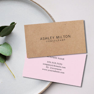Modern Elegant Rose PRINTED Kraft Paper Consultant Business Card