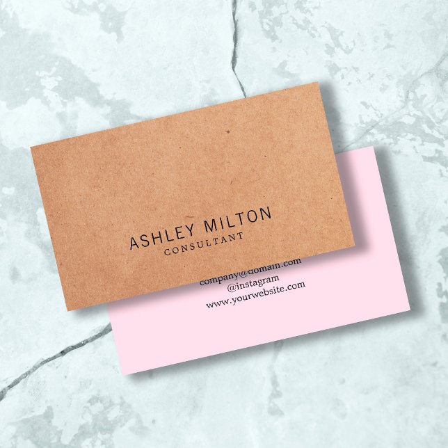 Modern Elegant Rose PRINTED Kraft Paper Consultant Business Card (Creator Uploaded)