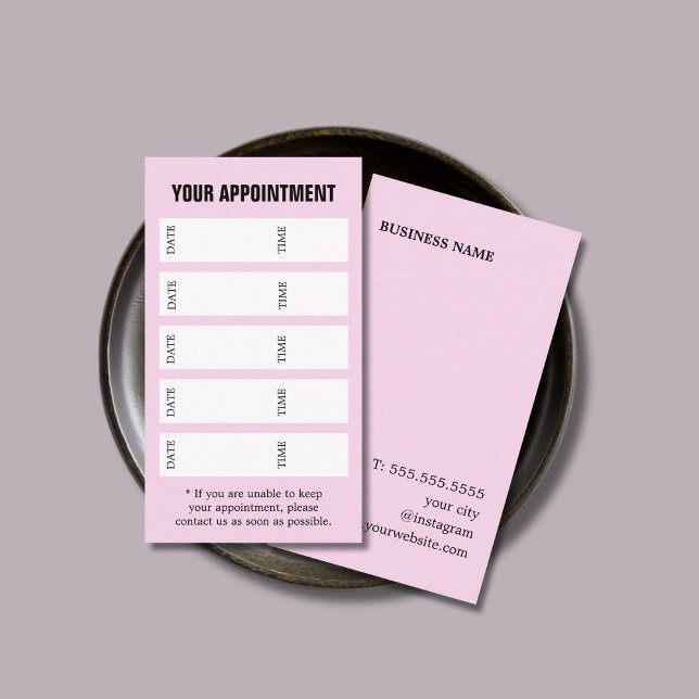 Modern Elegant Rose White Black Salon Appointment Card (Creator Uploaded)