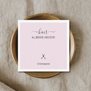Modern Elegant Rose White Hairdresser  Square Business Card