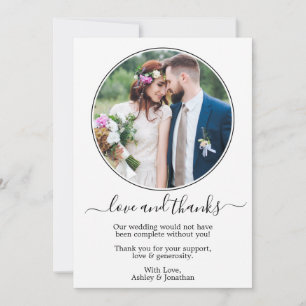 Modern Elegant Round Photo Frame Wedding Thank You Card