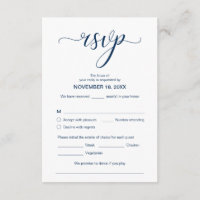 Modern Elegant RSVP, Navy Blue, Respond