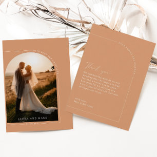 Modern Elegant Rust Arch Photo Thank You Card