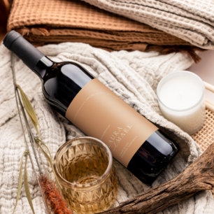 Modern Elegant Rust Boho Arch Minimalist Wedding  Wine Label