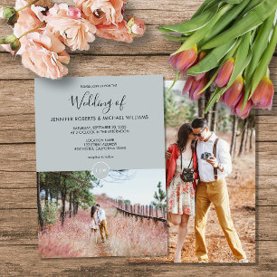 Modern elegant rustic monogram photo Wedding Invitation