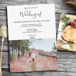 Modern elegant rustic monogram photo Wedding Invitation