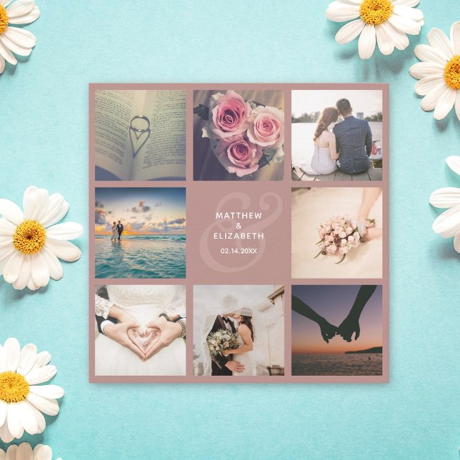 Modern Elegant Rustic Pink Photo Collage Wedding Save The Date (Creator Uploaded)